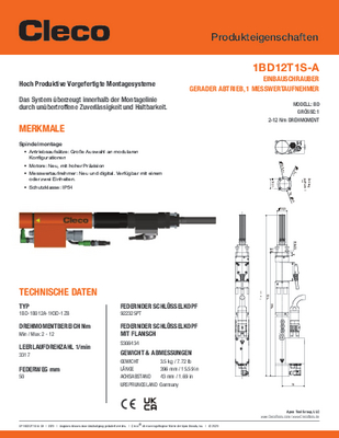 Conventional Spindle – BD/BDU Size 1 – Straight Drive