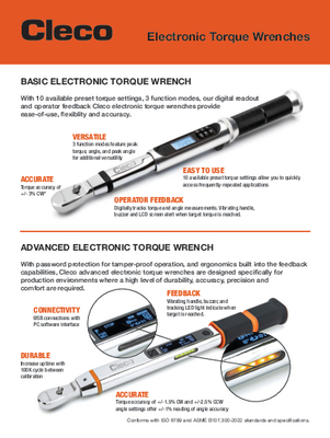 Cleco ETWB Basic Electronic Torque Wrenches